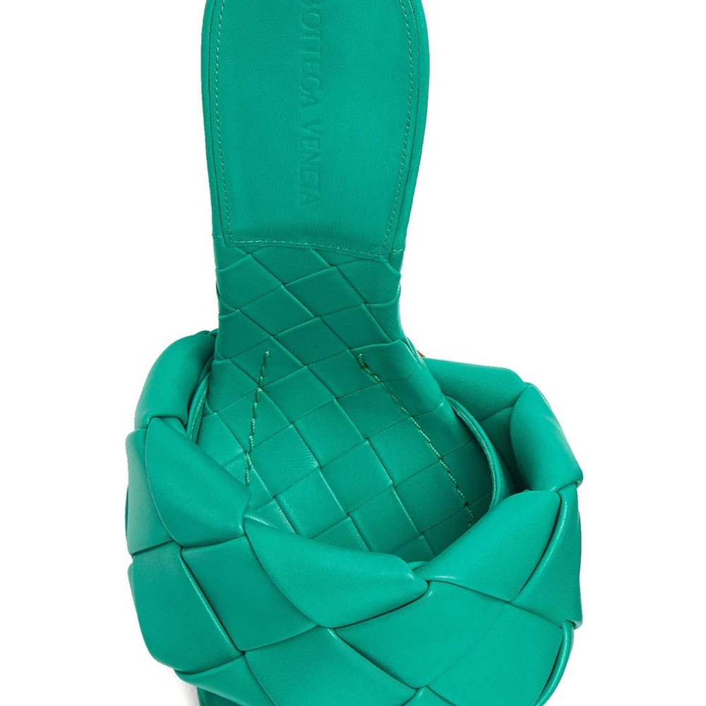 NIB Bottega Veneta Lido Intrecciato Leather Sandal Sz 39.5 9.5 Turquoise Blue - Picture 12 of 12
